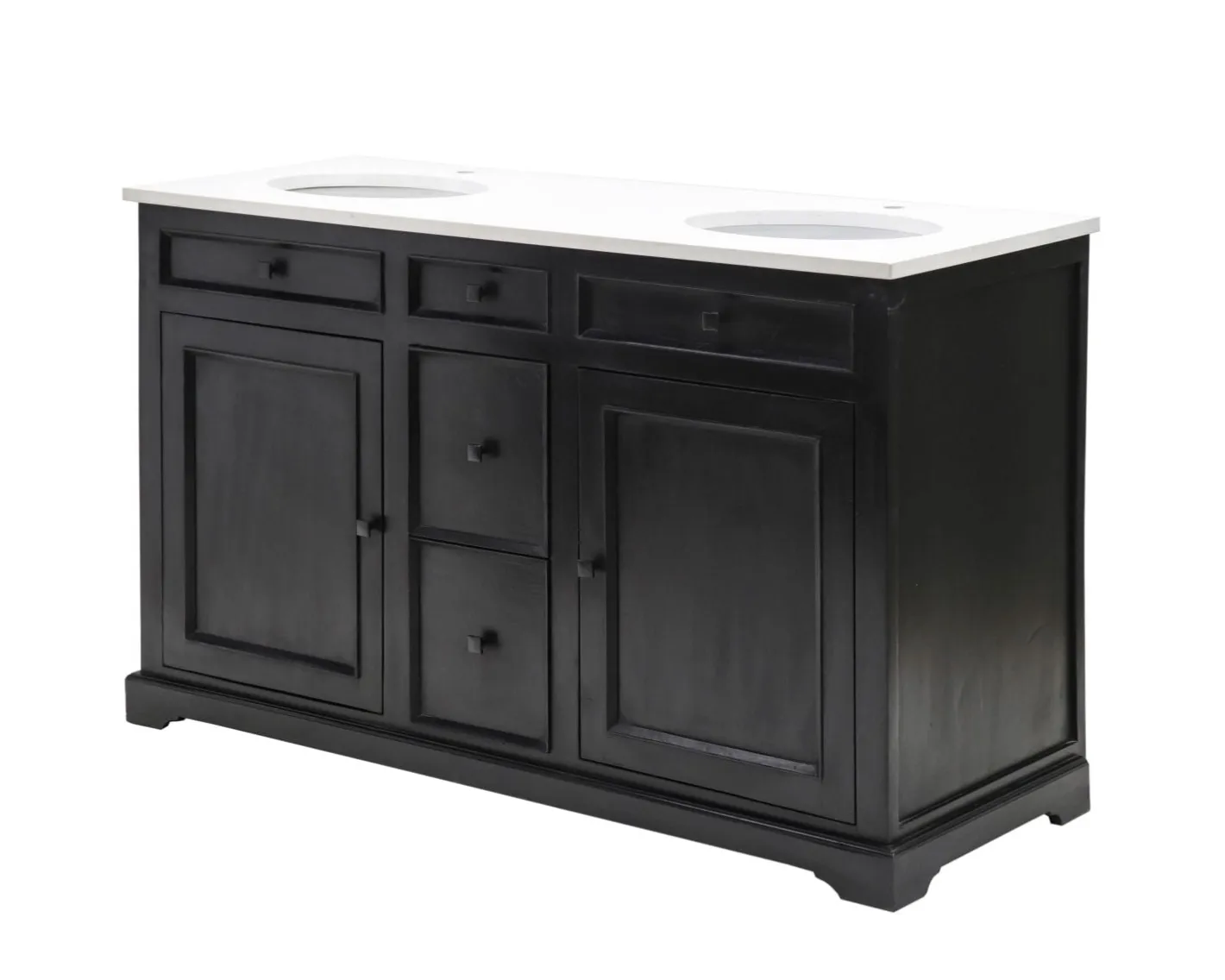 Best Meuble de salle de bain noir dessus quartz blanc "Elégance" Meuble Sous Vasque
