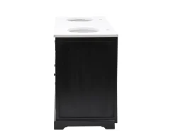 Best Meuble de salle de bain noir dessus quartz blanc "Elégance" Meuble Sous Vasque