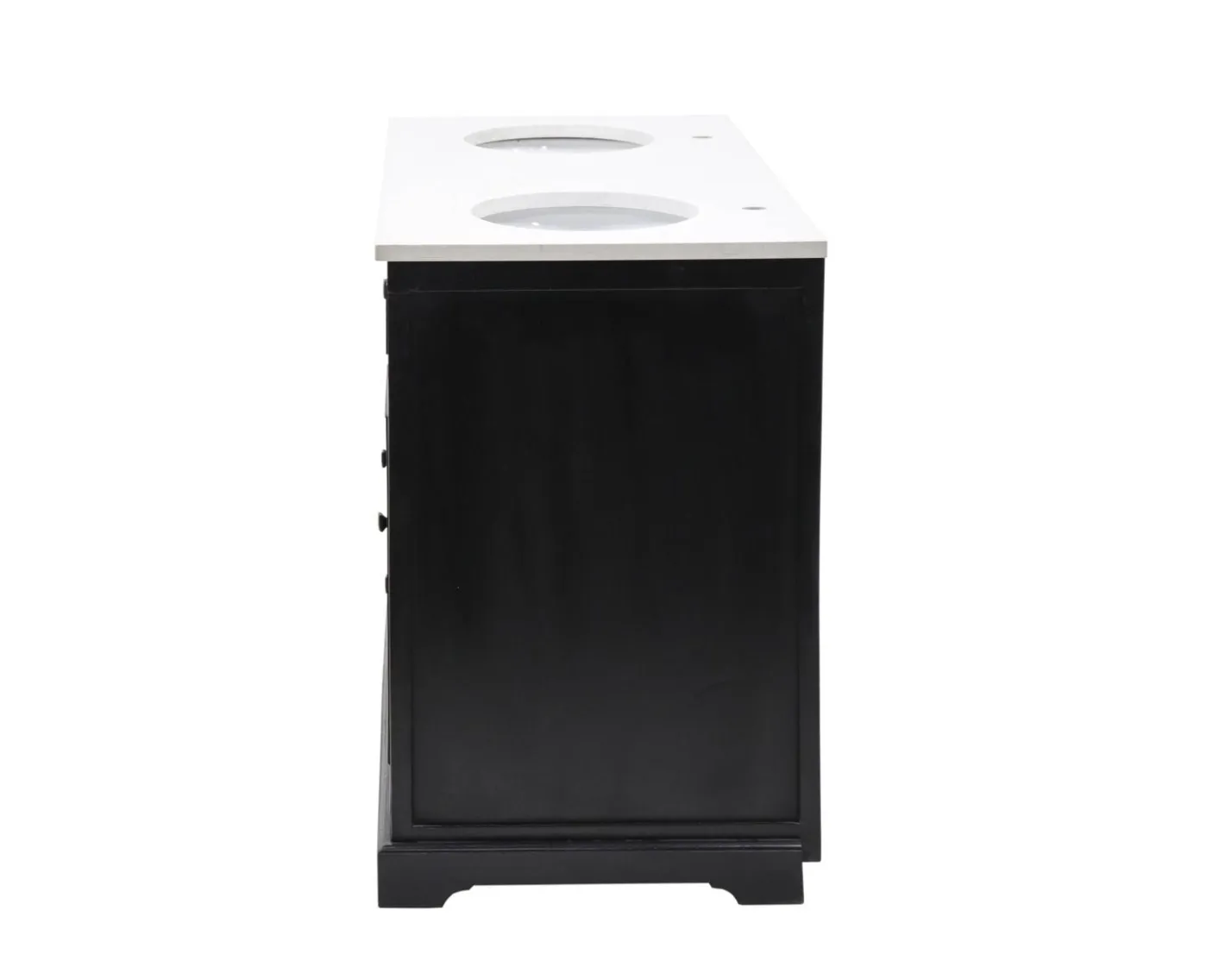 Best Meuble de salle de bain noir dessus quartz blanc "Elégance" Meuble Sous Vasque