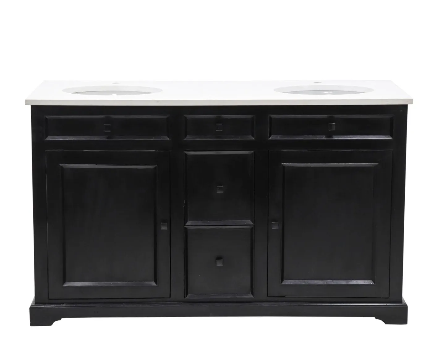 Best Meuble de salle de bain noir dessus quartz blanc "Elégance" Meuble Sous Vasque