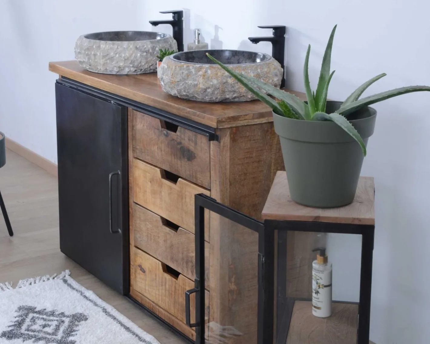 Online Meuble de salle de bain porte coulissante "Caractère" Meuble Sous Vasque