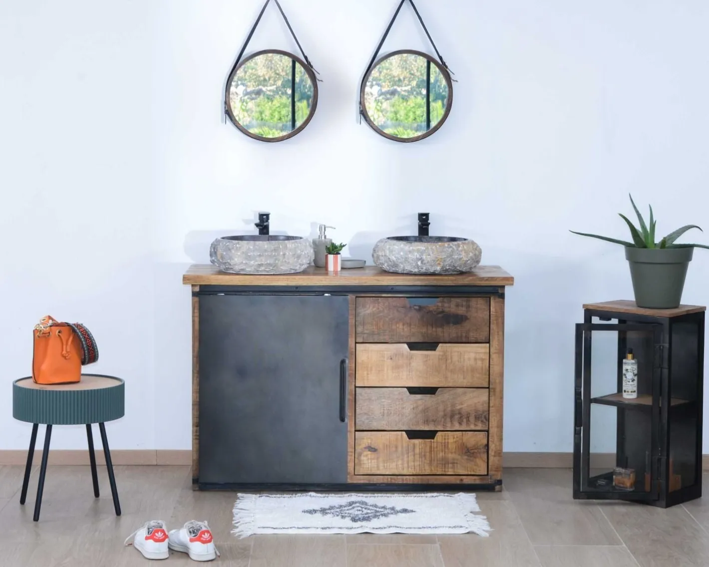 Online Meuble de salle de bain porte coulissante "Caractère" Meuble Sous Vasque