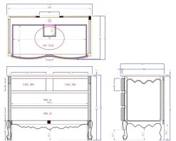 Meuble salle de bain en manguier noir et pierre tiroirs rétro style commode Meuble Sous Vasque