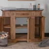 Hot Meuble salle de bain pierre 1 vasque bois massif arrondi "Églantine" Meuble Sous Vasque