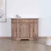 Discount Meuble salle de bain 1 vasque manguier massif quartz blanc "Églantine" Meuble Sous Vasque