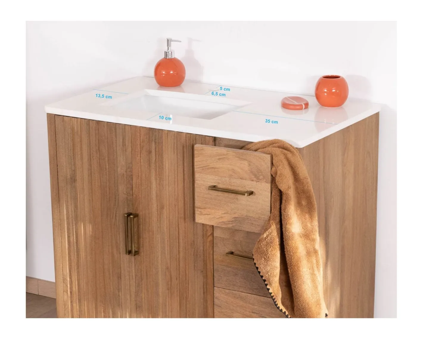 Sale Meuble simple vasque en manguier foncé "Malova" 90 cm style rétro chic Meuble Sous Vasque