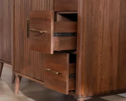 Sale Meuble simple vasque en manguier foncé