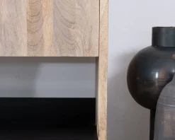 Discount Meuble sous vasque 120 cm en bois naturel et noir "Nani" avec grande niche Meuble Sous Vasque