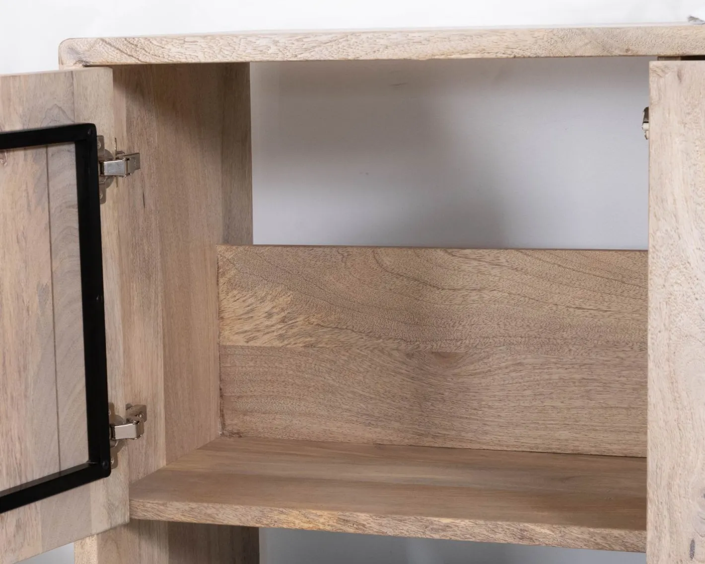 Discount Meuble sous vasque 120 cm en bois naturel et noir "Nani" avec grande niche Meuble Sous Vasque