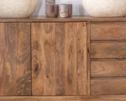 Best Meuble sous vasque 140 cm en manguier foncé avec portes et tiroirs