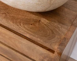 Best Meuble sous vasque 140 cm en manguier foncé avec portes et tiroirs