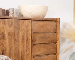 Best Meuble sous vasque 140 cm en manguier foncé avec portes et tiroirs