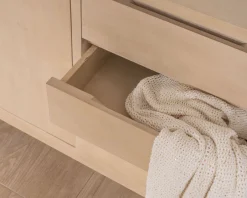Sale Meuble sous vasque 140 cm en manguier blanchi avec portes et tiroirs