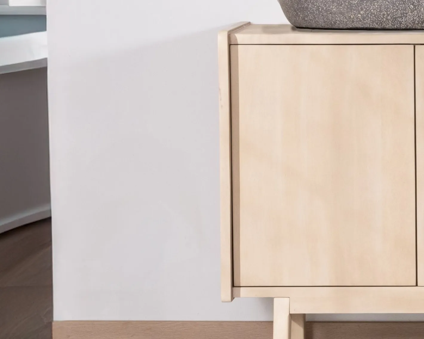 Sale Meuble sous vasque 140 cm en manguier blanchi avec portes et tiroirs "Kahiko" Meuble Sous Vasque