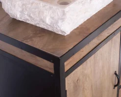Online Meuble sous vasque 150 cm industriel manguier massif et métal
