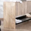 Hot Meuble sous vasque double en bois graphique naturel et noir "Nani" 140 cm Meuble Sous Vasque
