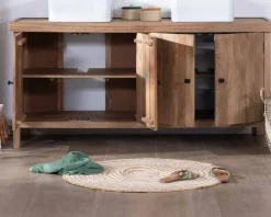 Online Meuble sous vasque double en manguier massif sablé 165cm