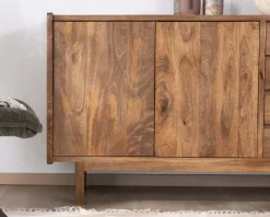 Hot Meuble sous vasque en manguier foncé avec portes et tiroirs "Kahiko" 120 cm Meuble Sous Vasque