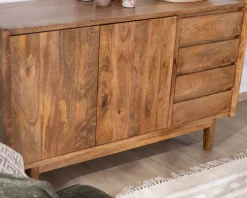 Hot Meuble sous vasque en manguier foncé avec portes et tiroirs "Kahiko" 120 cm Meuble Sous Vasque