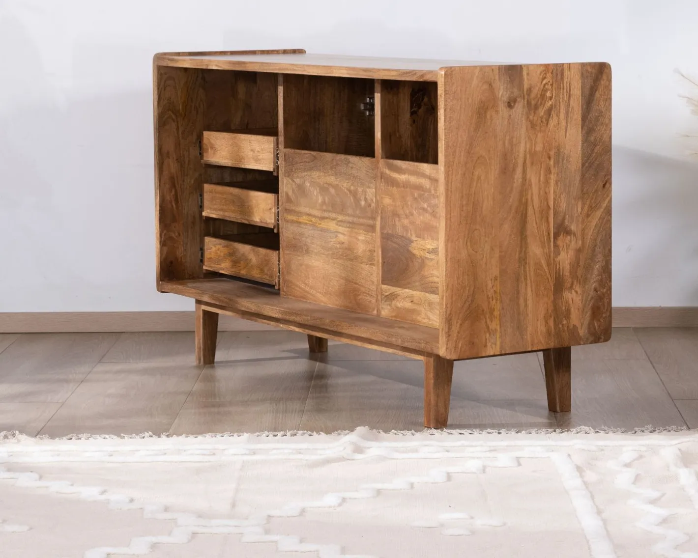 Hot Meuble sous vasque en manguier foncé avec portes et tiroirs "Kahiko" 120 cm Meuble Sous Vasque