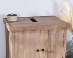 Sale Meuble sous vasque simple en manguier massif 80cm 2 portes "Maestro" Meuble Sous Vasque