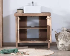 Sale Meuble sous vasque simple en manguier massif 80cm 2 portes
