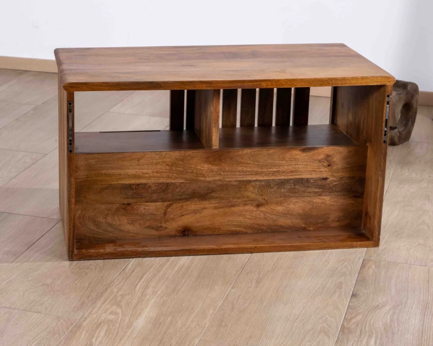 Clearance Meuble sous vasque à suspendre 90 cm "Bulle" en manguier foncé Meuble Sous Vasque