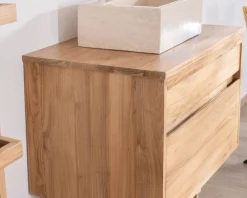 Best Meuble sous vasque suspendu 80 cm avec 1 tiroir "Bowdy" teck massif Meuble Sous Vasque