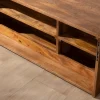 Discount Meuble sous vasque suspendu 140 cm en manguier foncé "Nani" façades bi-texturées Meuble Sous Vasque