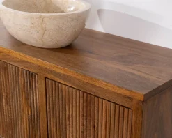 Discount Meuble sous vasque suspendu 140 cm en manguier foncé