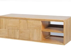 Clearance Meuble sous vasque suspendu en teck avec portes coulissantes 140 cm "Tao" Meuble Sous Vasque