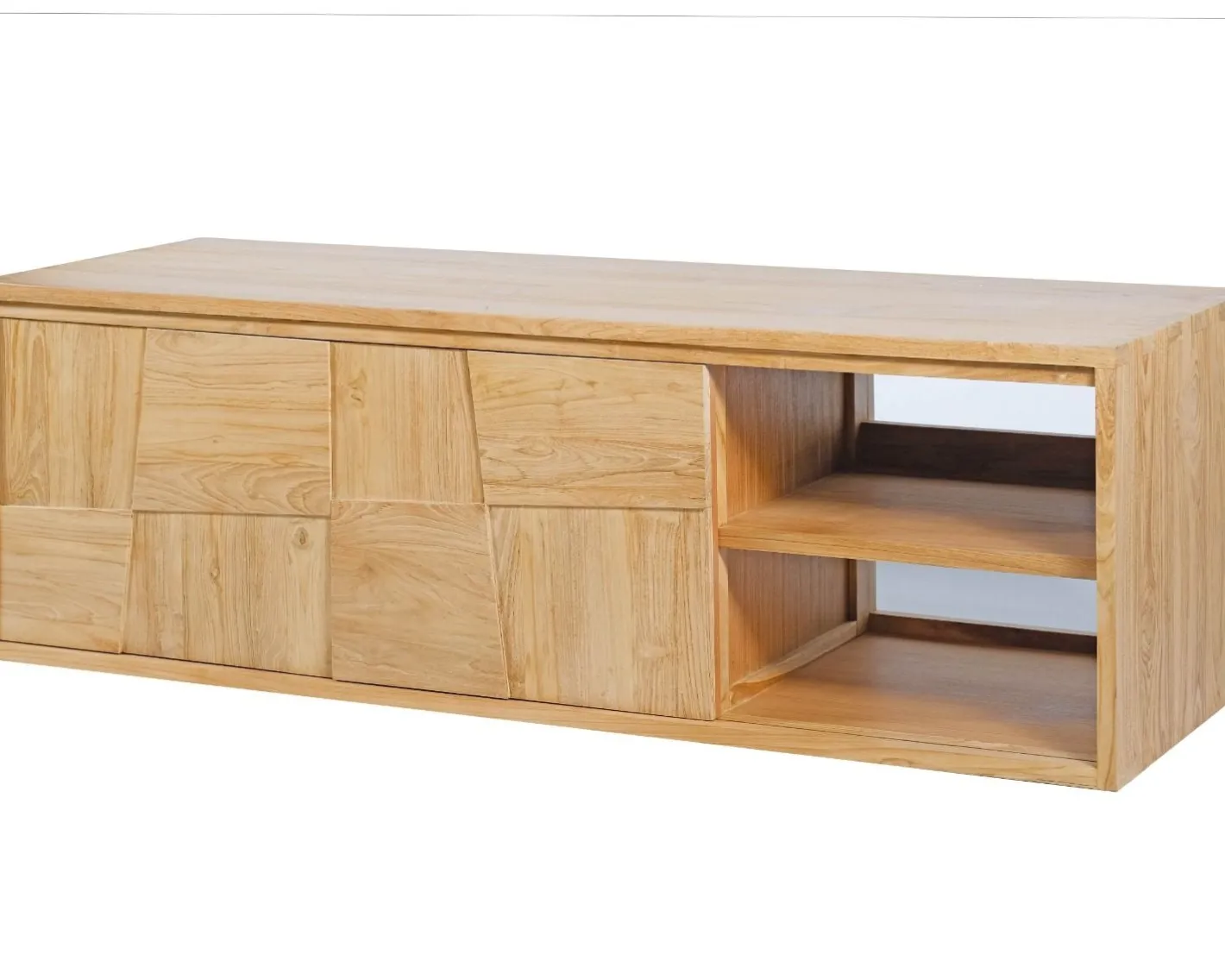 Clearance Meuble sous vasque suspendu en teck avec portes coulissantes 140 cm "Tao" Meuble Sous Vasque
