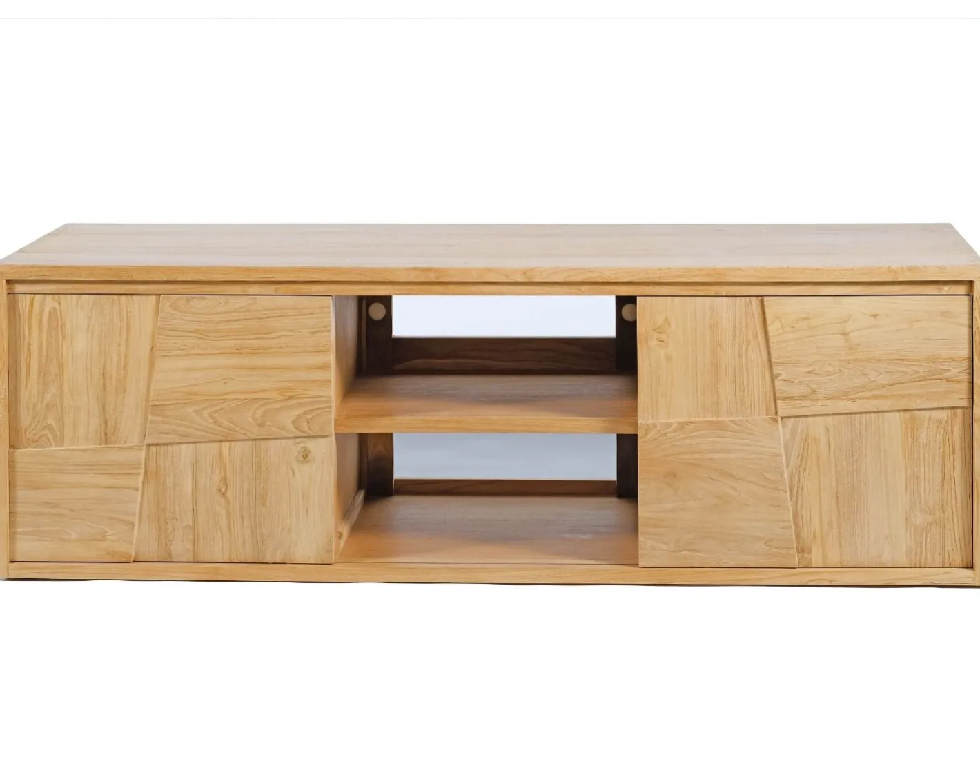 Clearance Meuble sous vasque suspendu en teck avec portes coulissantes 140 cm "Tao" Meuble Sous Vasque