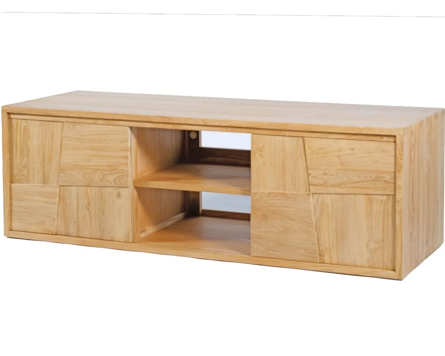Clearance Meuble sous vasque suspendu en teck avec portes coulissantes 140 cm "Tao" Meuble Sous Vasque