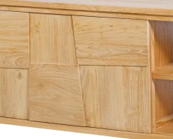 Clearance Meuble sous vasque suspendu en teck avec portes coulissantes 140 cm