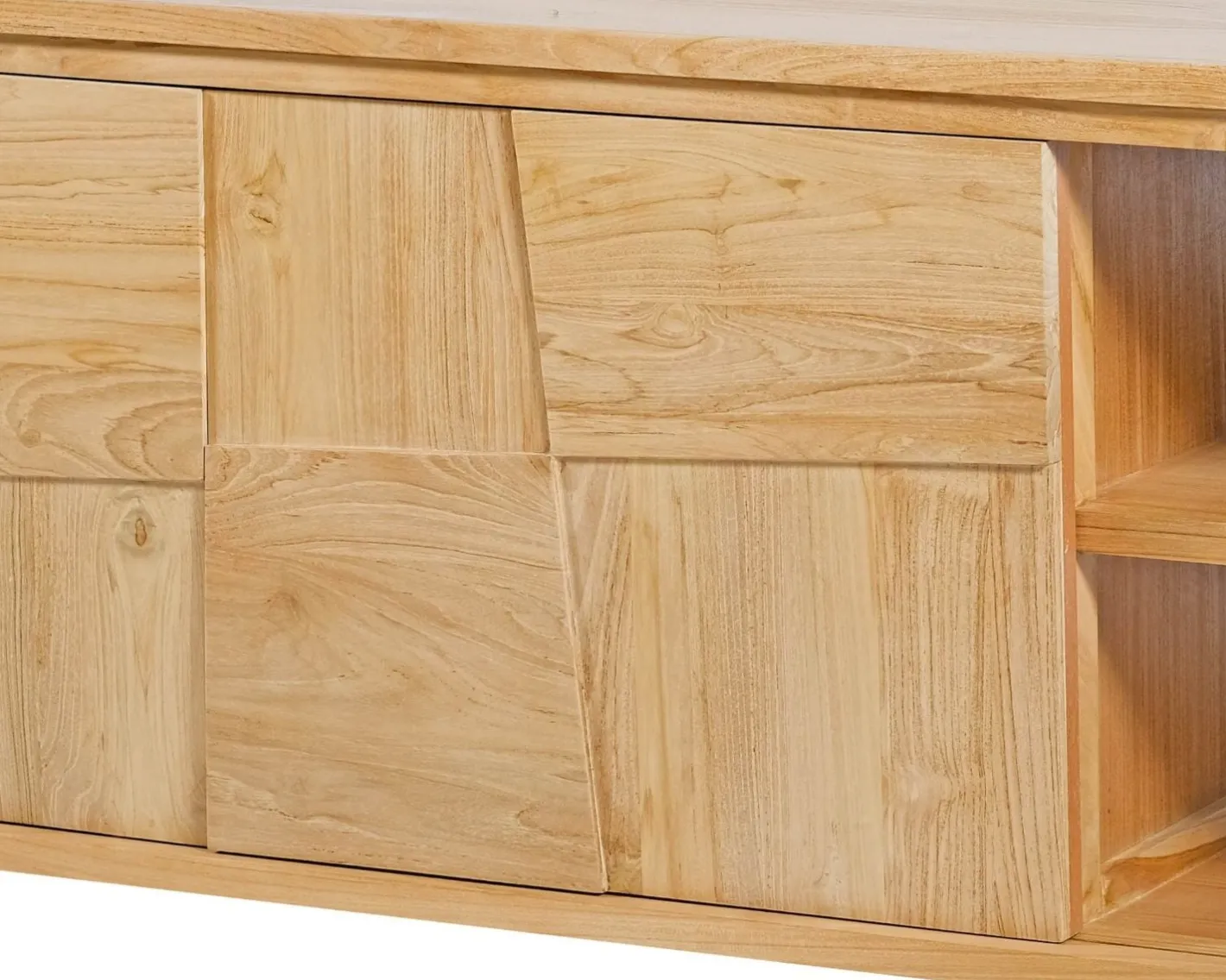 Clearance Meuble sous vasque suspendu en teck avec portes coulissantes 140 cm "Tao" Meuble Sous Vasque