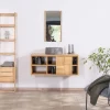 New Meuble sous vasque suspendu en teck avec portes coulissantes "Tao" 105 cm Meuble Sous Vasque