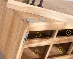 New Meuble sous vasque suspendu en teck avec portes coulissantes