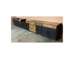 Clearance Meuble 3 tiroirs pour cuisine style industriel bois et métal 