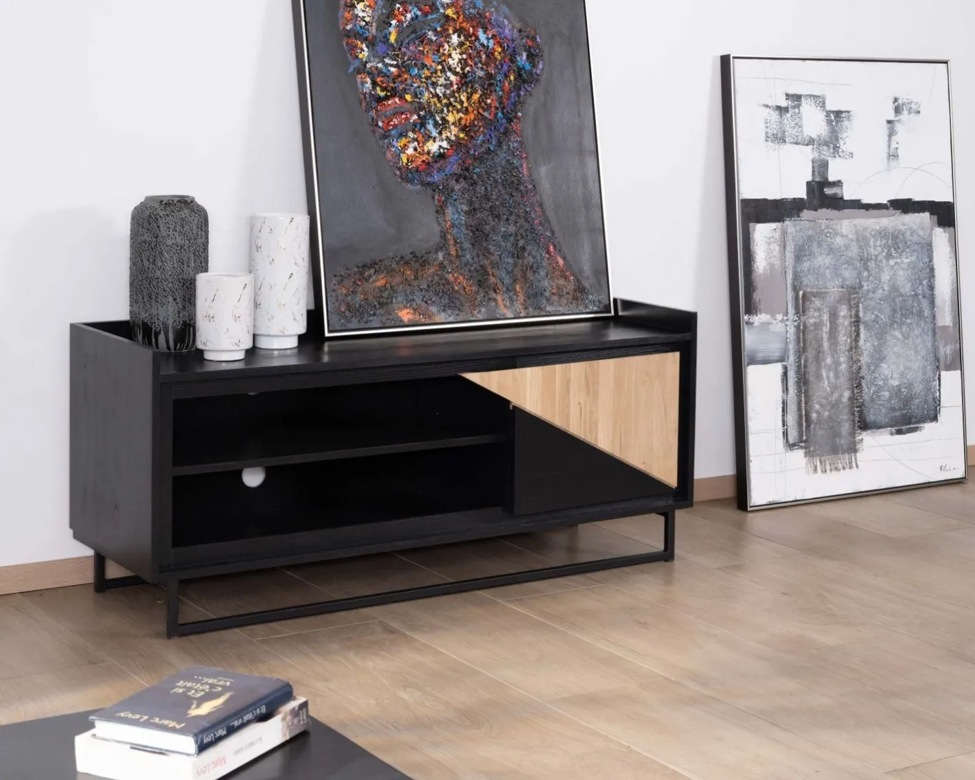 Hot Meuble télé 140 cm en bois massif "Trace" Meuble Télé