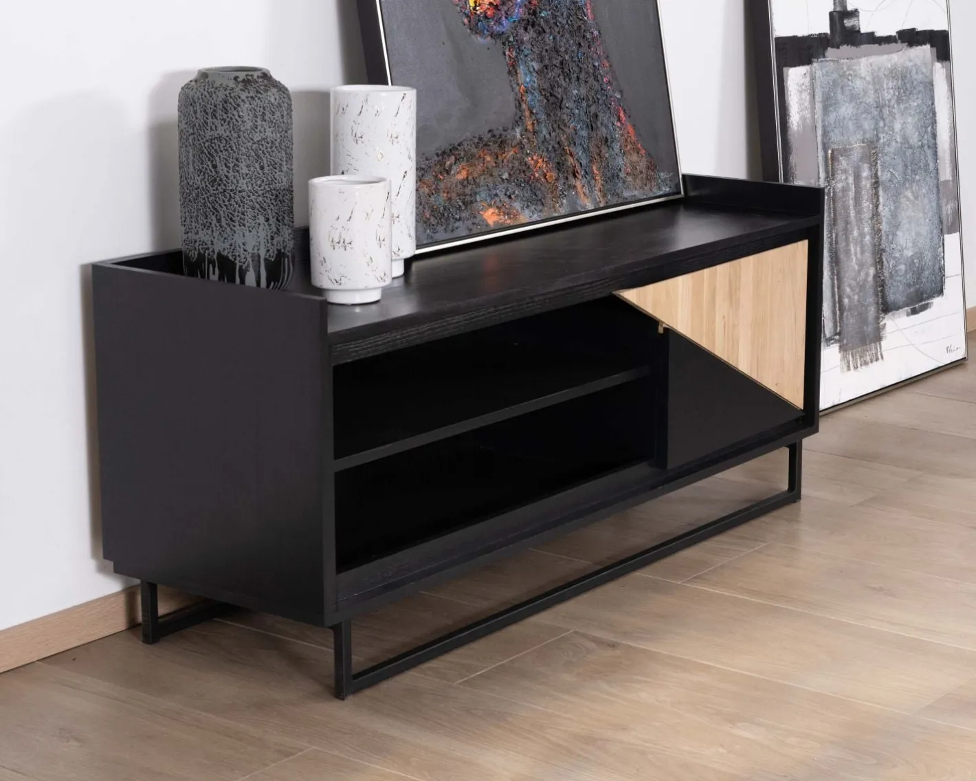 Hot Meuble télé 140 cm en bois massif "Trace" Meuble Télé