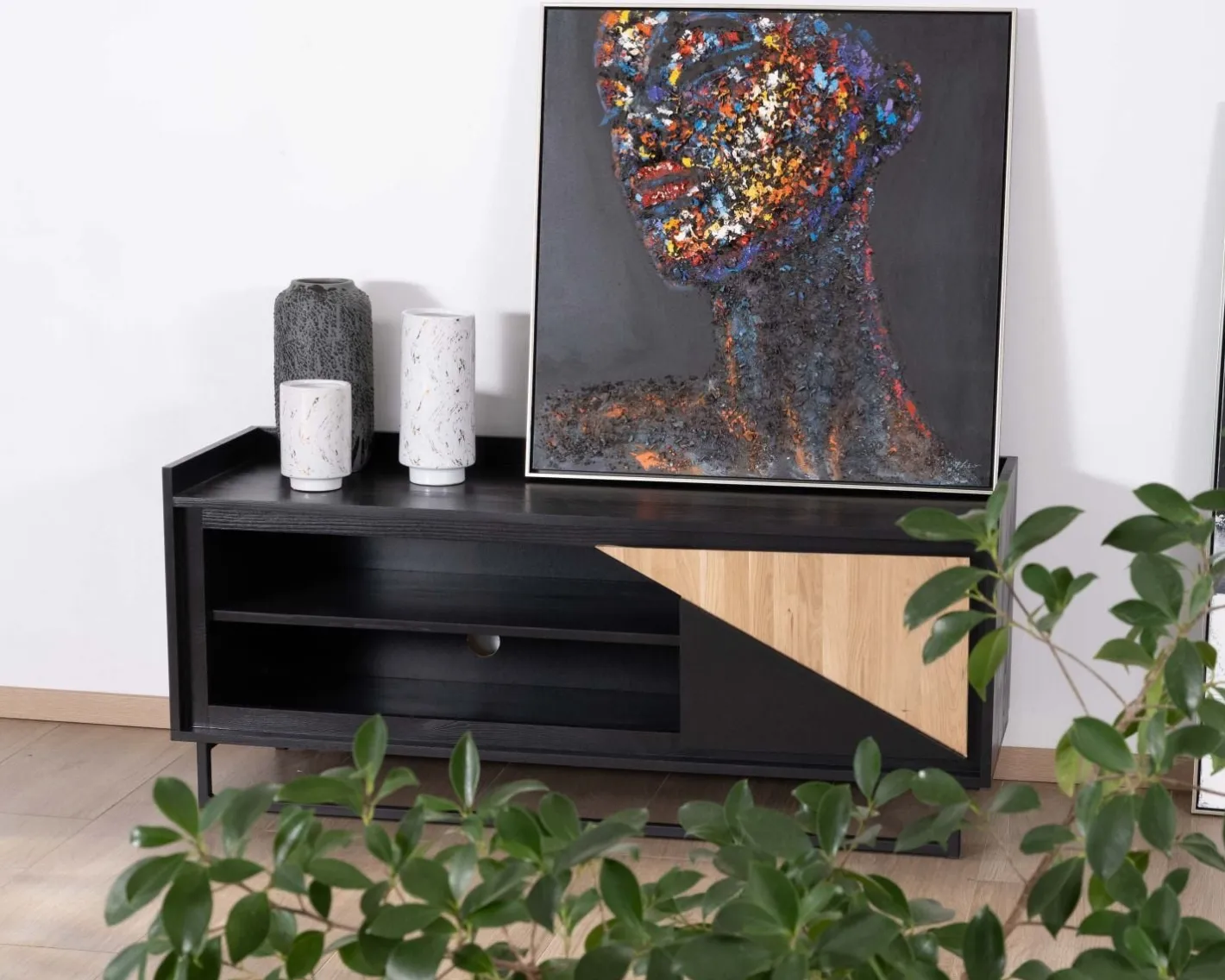 Hot Meuble télé 140 cm en bois massif "Trace" Meuble Télé