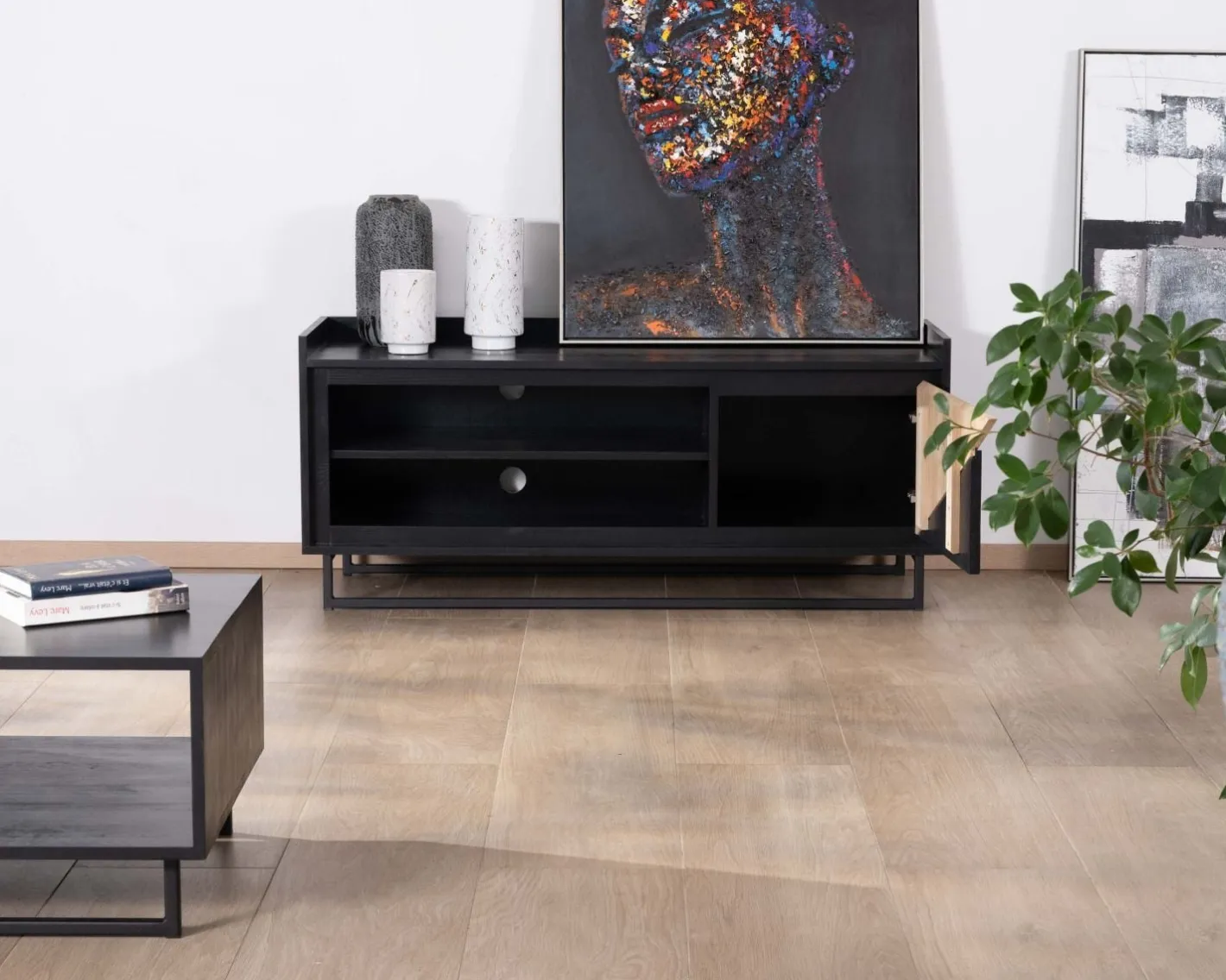 Hot Meuble télé 140 cm en bois massif "Trace" Meuble Télé
