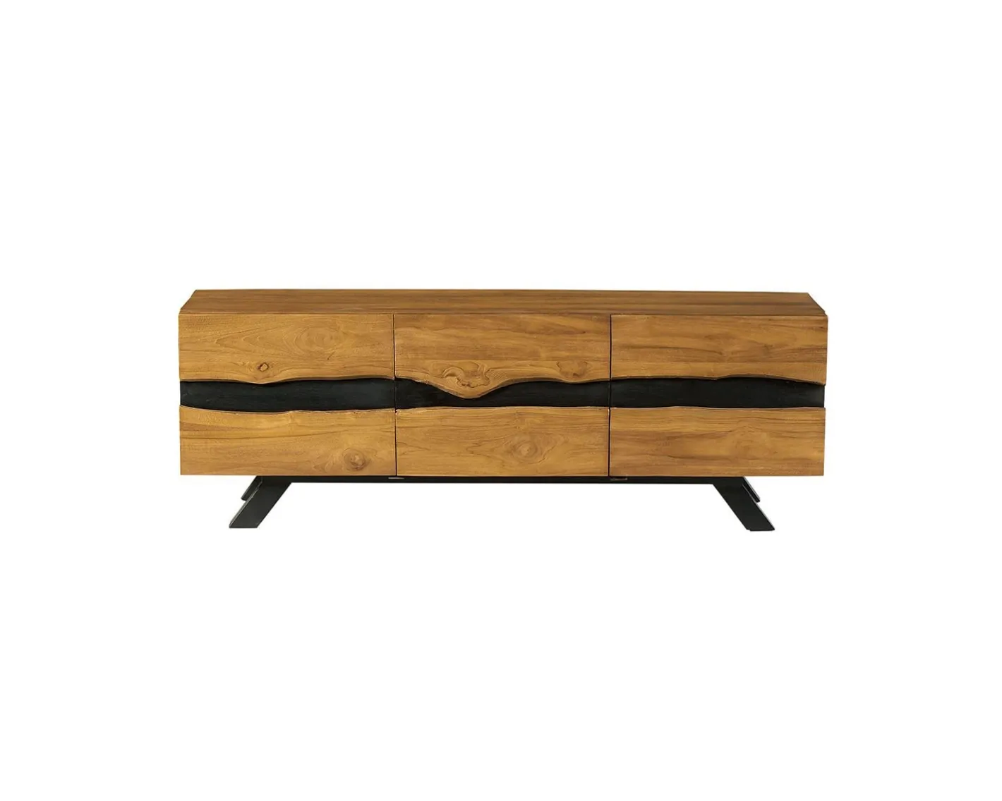 Clearance Meuble télé 160 cm en teck recyclé "Copley" esprit nature brute Meuble Télé