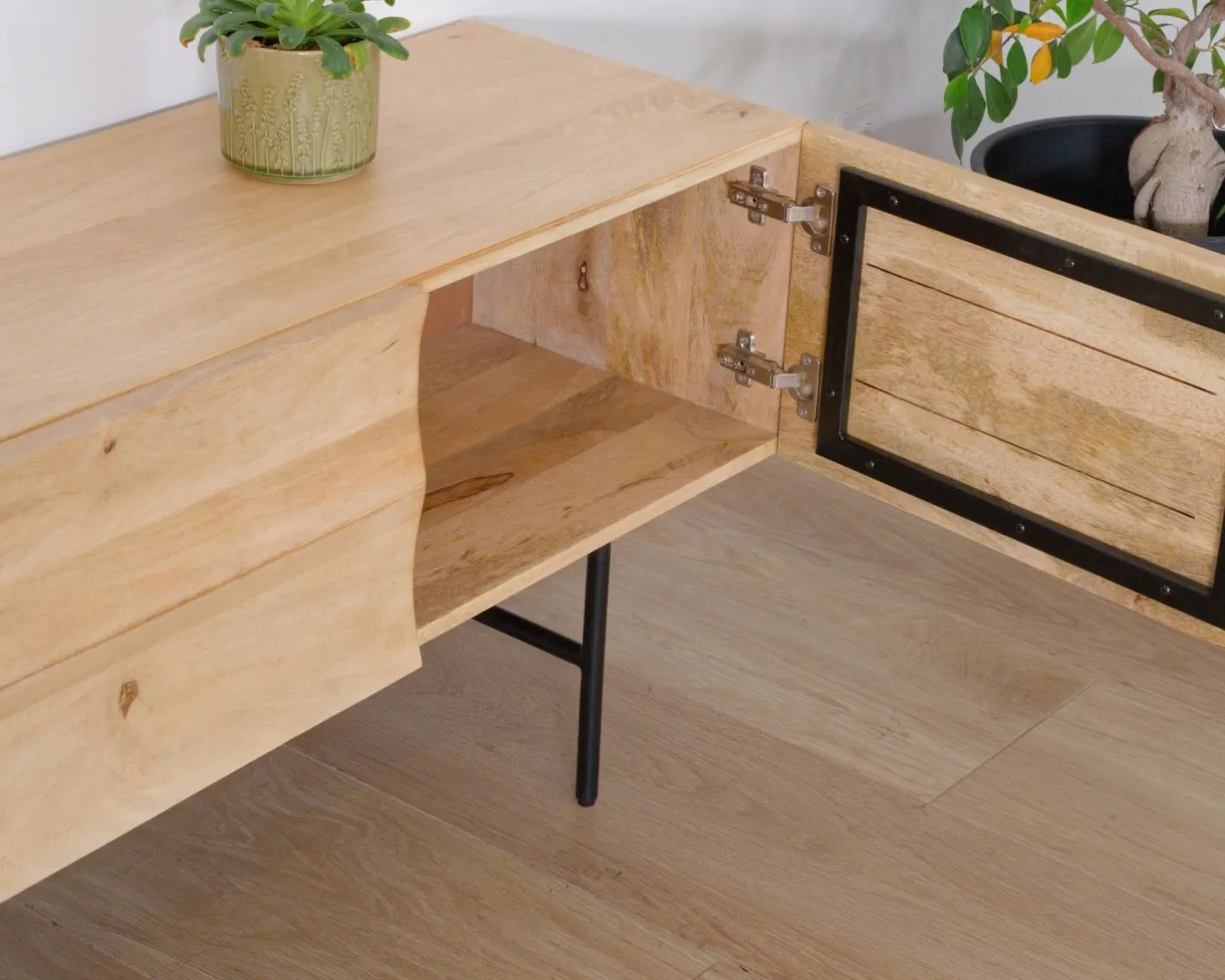 Best Meuble télé design métal noir bois bicolore "Elegancy" 150 cm Meuble Télé