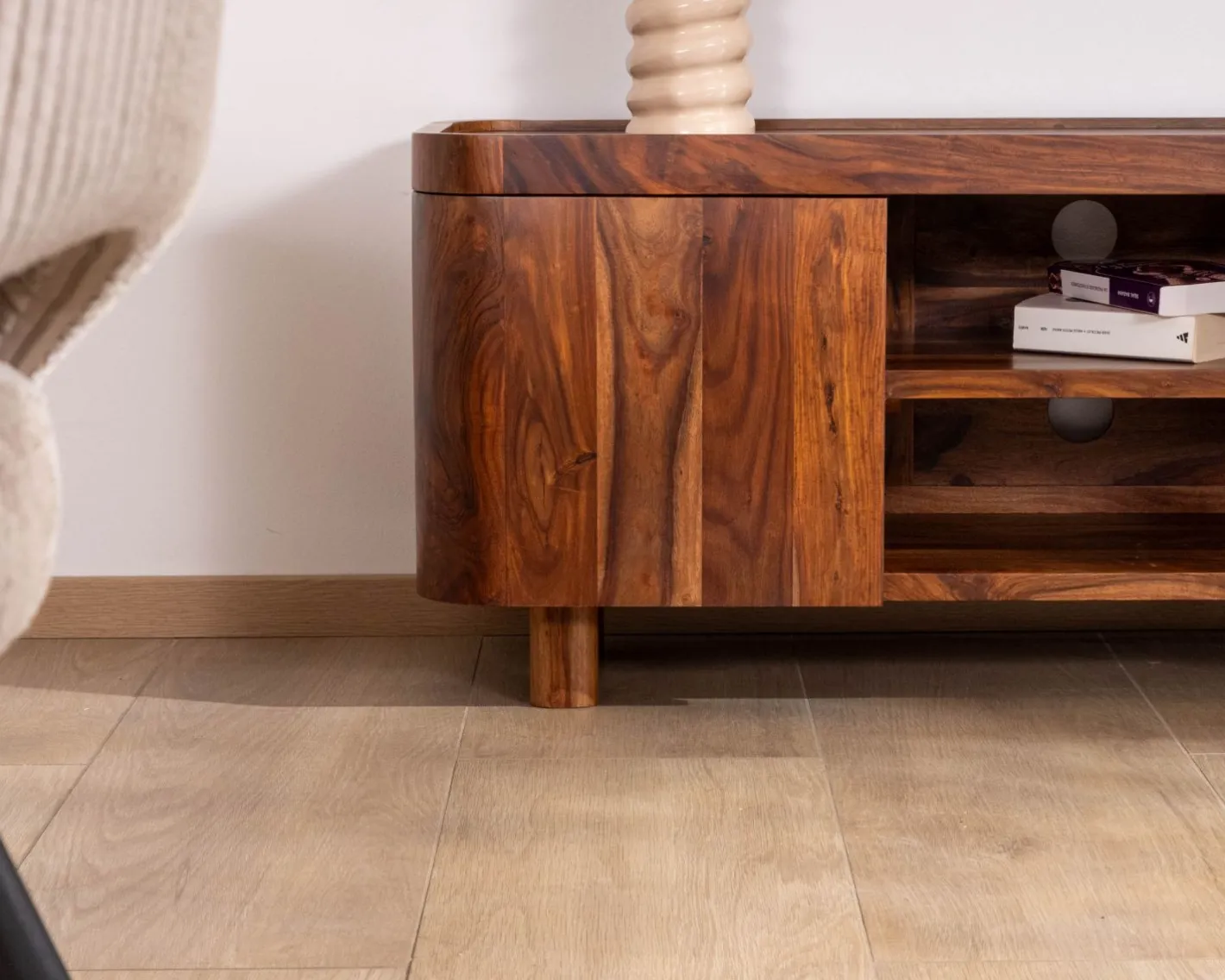 New Meuble télé en palissandre "Rosewood" 160 cm Meuble Télé