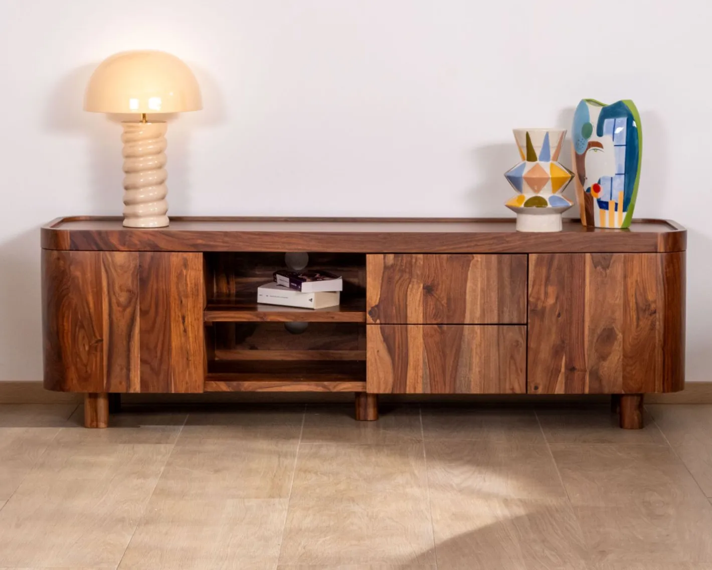 New Meuble télé en palissandre "Rosewood" 160 cm Meuble Télé