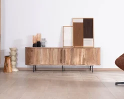 New Meuble télé esprit rétro en acacia "Bopee" 175 cm Meuble Télé