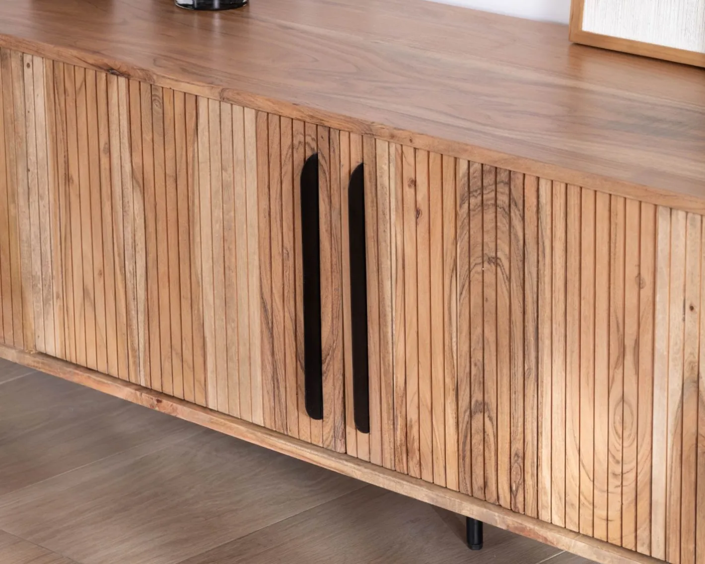New Meuble télé esprit rétro en acacia "Bopee" 175 cm Meuble Télé