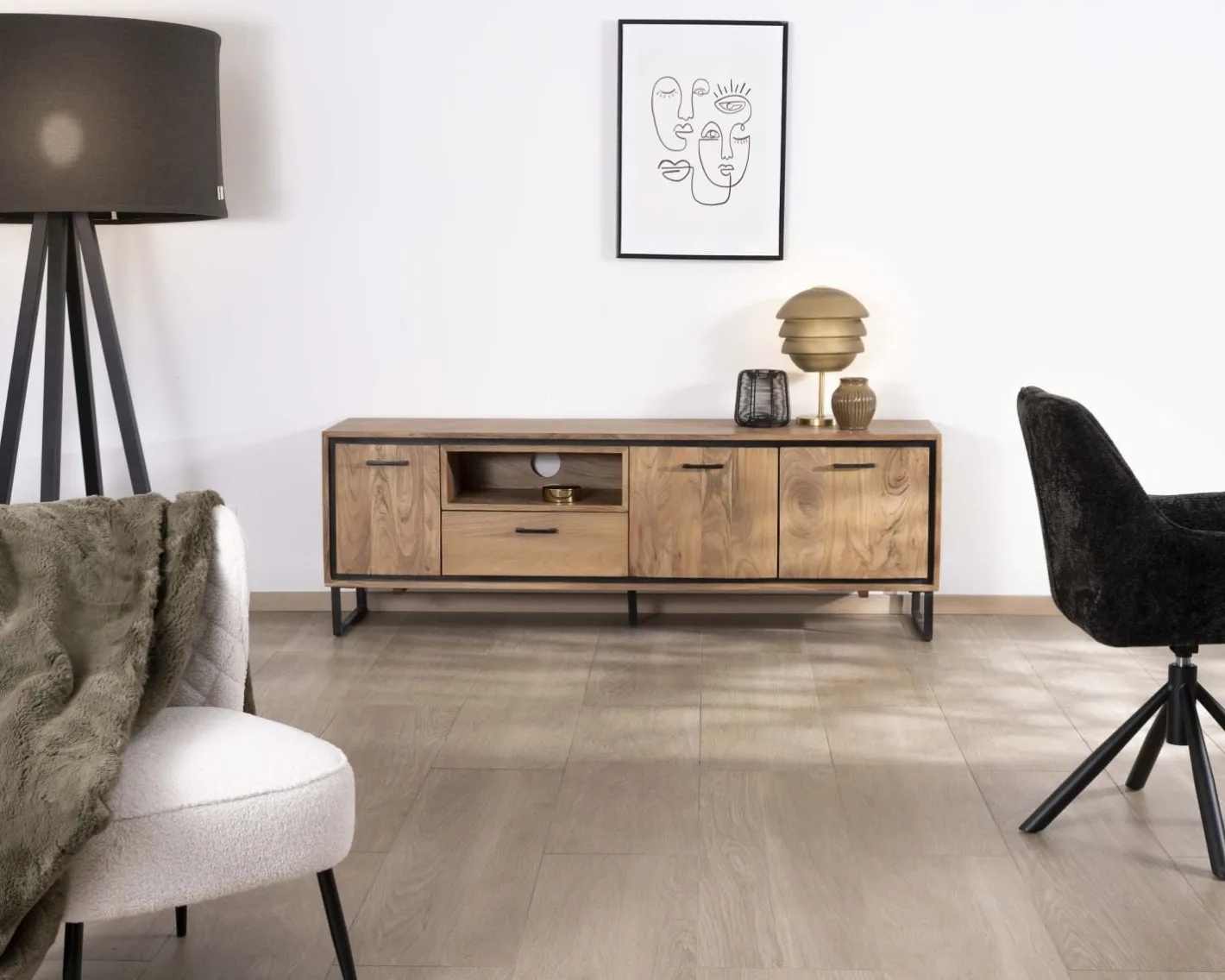 Online Meuble télé industriel en acacia 180 cm "Baltik" Meuble Télé